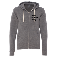 Bella + Canvas Unisex Triblend Sponge Fleece Full-Zip Hoodie Sweatshirt, Grey Triblend, Front view, Mockup