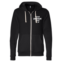 Bella + Canvas Unisex Triblend Sponge Fleece Full-Zip Hoodie Sweatshirt, Solid Black Triblend, Front view, Mockup