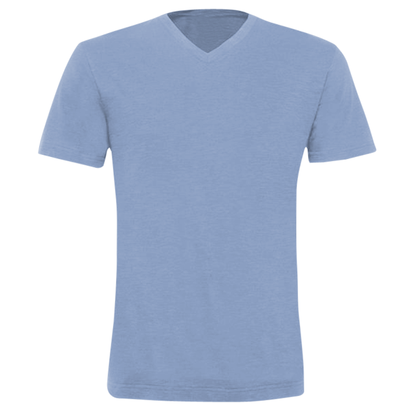 Bella + Canvas Unisex Triblend V-Neck Tee, Blue Triblend, Front view