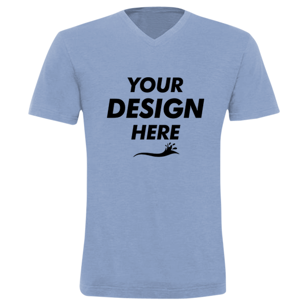 Bella + Canvas Unisex Triblend V-Neck Tee, Blue Triblend, Front view, Mockup