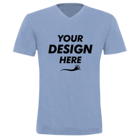 Bella + Canvas Unisex Triblend V-Neck Tee, Blue Triblend, Front view, Mockup