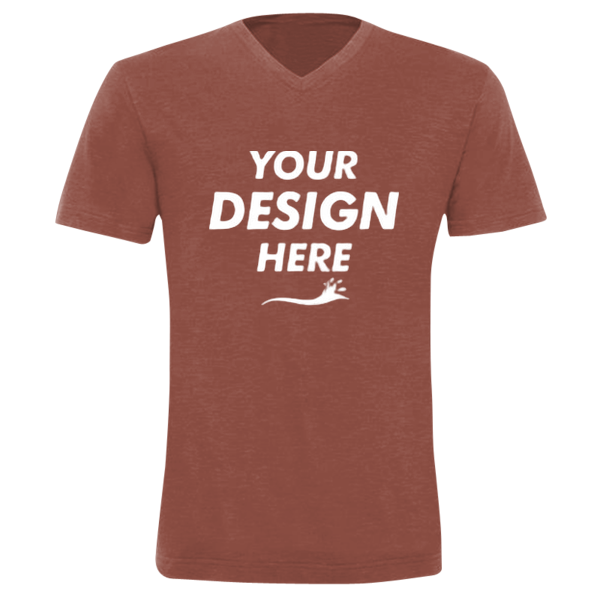 Bella + Canvas Unisex Triblend V-Neck Tee, Clay Triblend, Front view, Mockup