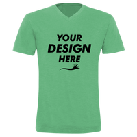 Bella + Canvas Unisex Triblend V-Neck Tee, Green Triblend, Front view, Mockup