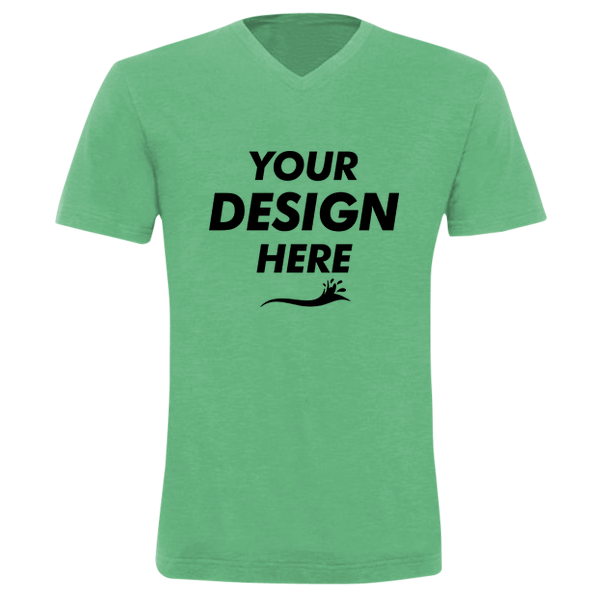 Bella + Canvas Unisex Triblend V-Neck Tee, Green Triblend, Front view, Mockup