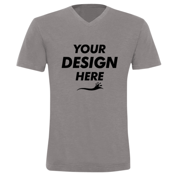 Bella + Canvas Unisex Triblend V-Neck Tee, Grey Triblend, Front view, Mockup
