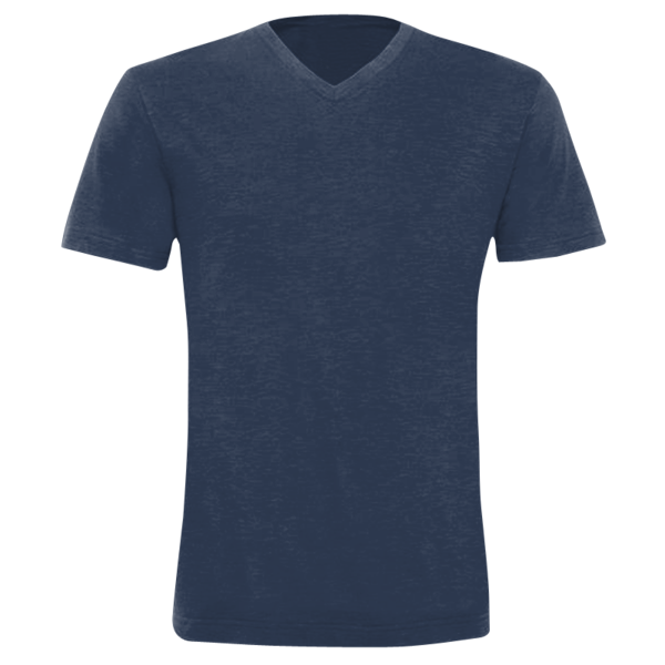 Bella + Canvas Unisex Triblend V-Neck Tee, Navy Triblend, Front view