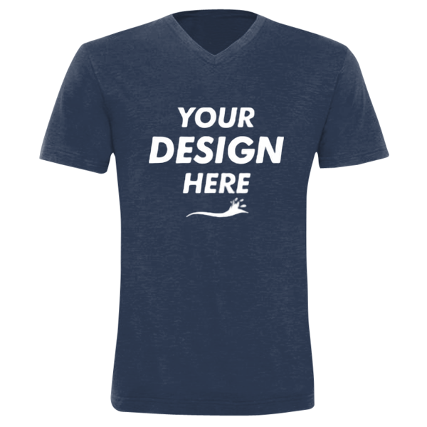 Bella + Canvas Unisex Triblend V-Neck Tee, Navy Triblend, Front view, Mockup