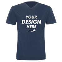 Bella + Canvas Unisex Triblend V-Neck Tee, Navy Triblend, Front view, Mockup