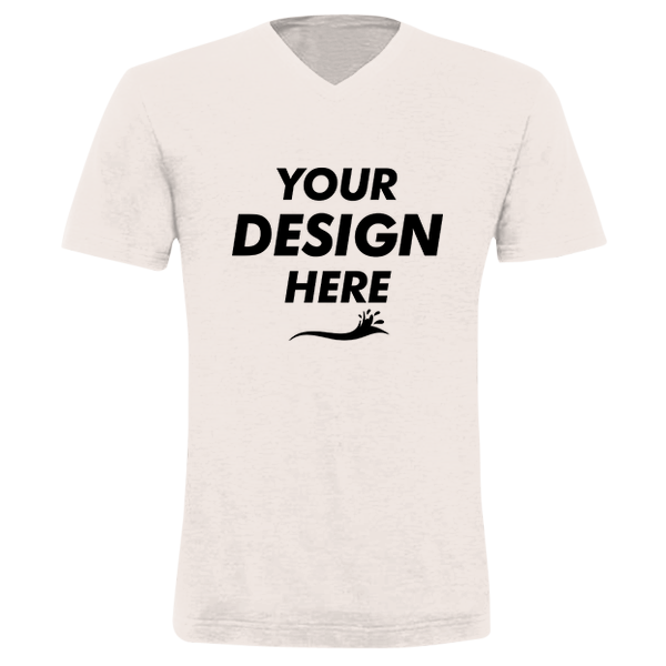 Bella + Canvas Unisex Triblend V-Neck Tee, Oatmeal Triblend, Front view, Mockup