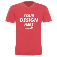 Bella + Canvas Unisex Triblend V-Neck Tee, Red Triblend, Front view, Mockup