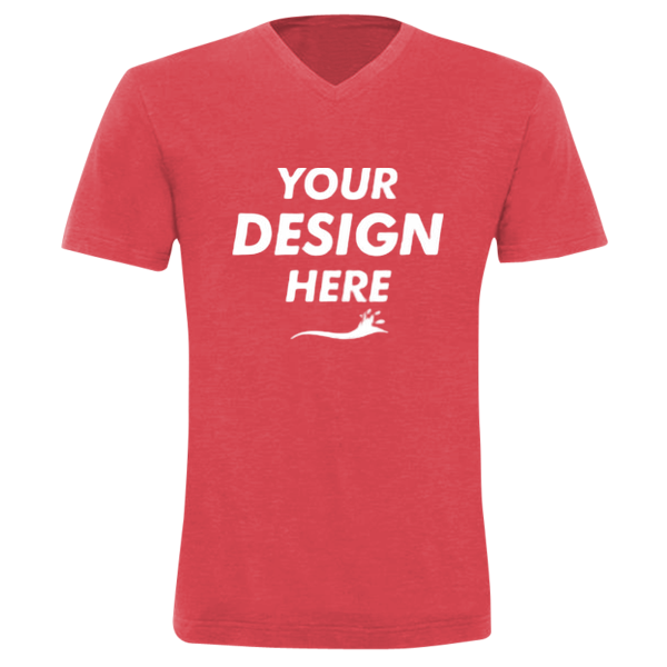 Bella + Canvas Unisex Triblend V-Neck Tee, Red Triblend, Front view, Mockup