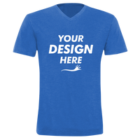 Bella + Canvas Unisex Triblend V-Neck Tee, True Royal Triblend, Front view, Mockup