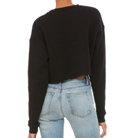 Bella + Canvas Women's Crop Fleece Crewneck Sweatshirt, Black, Back view