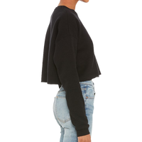 Bella + Canvas Women's Crop Fleece Crewneck Sweatshirt, Black, Right Sleeve view