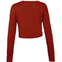 Bella + Canvas Women's Crop Fleece Crewneck Sweatshirt, Brick, Back view