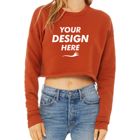 Bella + Canvas Women's Crop Fleece Crewneck Sweatshirt, Brick, Front view, Mockup
