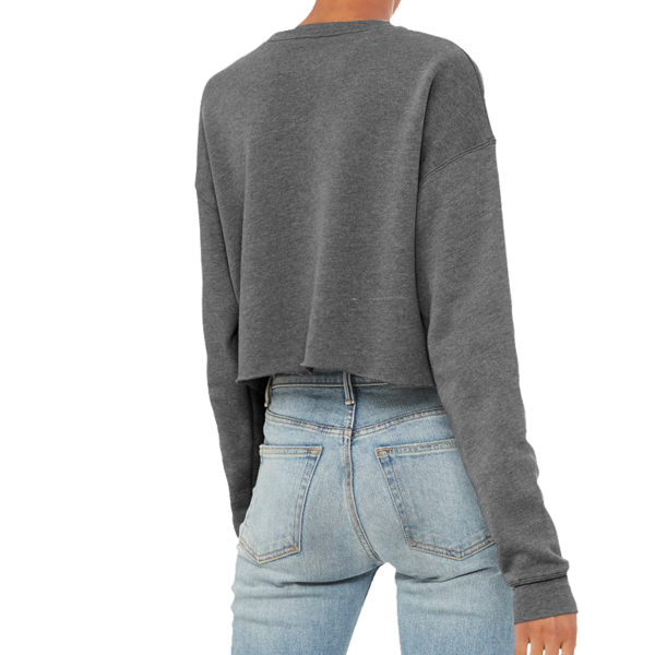 Bella + Canvas Women's Crop Fleece Crewneck Sweatshirt, Deep Heather, Back view