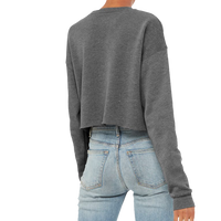 Bella + Canvas Women's Crop Fleece Crewneck Sweatshirt, Deep Heather, Back view