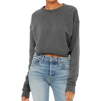 Bella + Canvas Women's Crop Fleece Crewneck Sweatshirt, Deep Heather, Front view