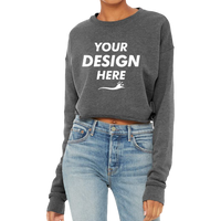 Bella + Canvas Women's Crop Fleece Crewneck Sweatshirt, Deep Heather, Front view, Mockup