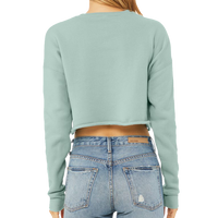 Bella + Canvas Women's Crop Fleece Crewneck Sweatshirt, Dusty Blue, Back view