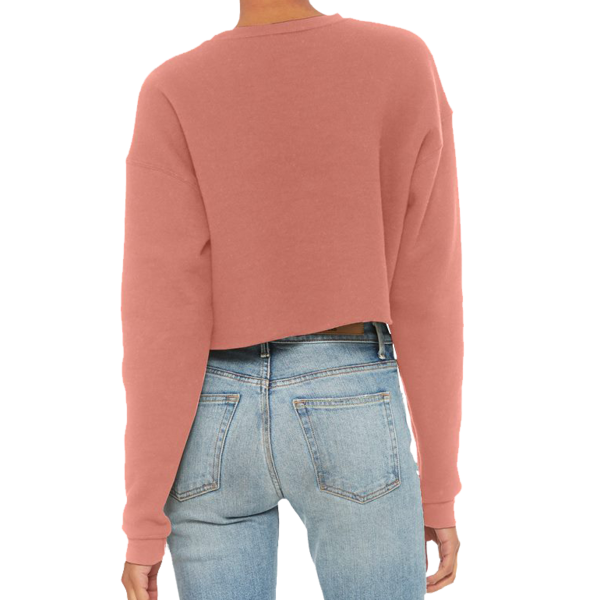 Bella + Canvas Women's Crop Fleece Crewneck Sweatshirt, Mauve, Back view