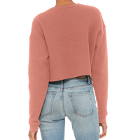 Bella + Canvas Women's Crop Fleece Crewneck Sweatshirt, Mauve, Back view