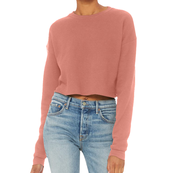 Bella + Canvas Women's Crop Fleece Crewneck Sweatshirt, Mauve, Front view