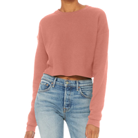 Bella + Canvas Women's Crop Fleece Crewneck Sweatshirt, Mauve, Front view