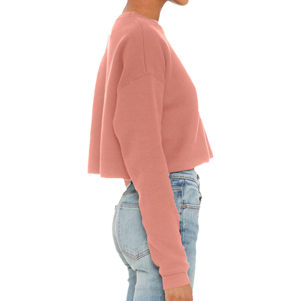Bella + Canvas Women's Crop Fleece Crewneck Sweatshirt, Mauve, Right Sleeve view