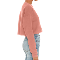 Bella + Canvas Women's Crop Fleece Crewneck Sweatshirt, Mauve, Right Sleeve view