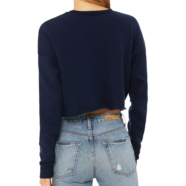 Bella + Canvas Women's Crop Fleece Crewneck Sweatshirt, Navy, Back view