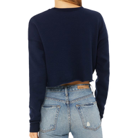 Bella + Canvas Women's Crop Fleece Crewneck Sweatshirt, Navy, Back view