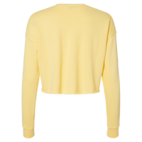 Bella + Canvas Women's Crop Fleece Crewneck Sweatshirt, Yellow, Back view