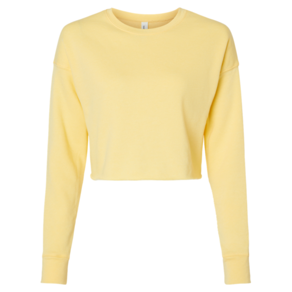 Bella + Canvas Women's Crop Fleece Crewneck Sweatshirt, Yellow, Front view
