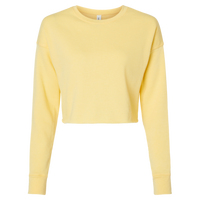 Bella + Canvas Women's Crop Fleece Crewneck Sweatshirt, Yellow, Front view