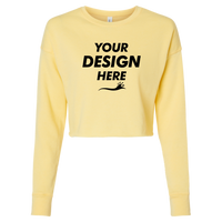 Bella + Canvas Women's Crop Fleece Crewneck Sweatshirt, Yellow, Front view, Mockup