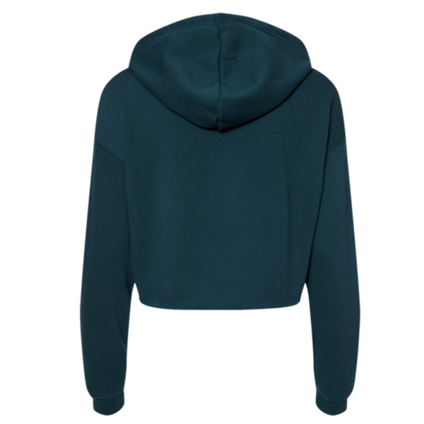 Bella + Canvas Women's Crop Fleece Hoodie Sweatshirt, Atlantic, Back view