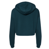 Bella + Canvas Women's Crop Fleece Hoodie Sweatshirt, Atlantic, Back view