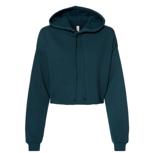Bella + Canvas Women's Crop Fleece Hoodie Sweatshirt, Atlantic, Front view
