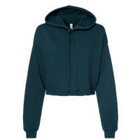Bella + Canvas Women's Crop Fleece Hoodie Sweatshirt, Atlantic, Front view