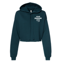 Bella + Canvas Women's Crop Fleece Hoodie Sweatshirt, Atlantic, Front view, Mockup