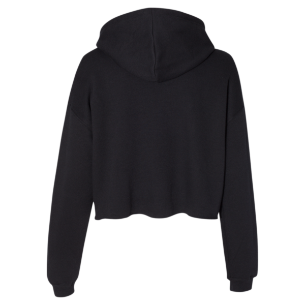Bella + Canvas Women's Crop Fleece Hoodie Sweatshirt, Black, Back view