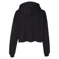 Bella + Canvas Women's Crop Fleece Hoodie Sweatshirt, Black, Back view
