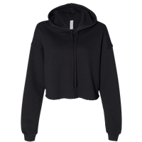 Bella + Canvas Women's Crop Fleece Hoodie Sweatshirt, Black, Front view