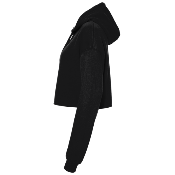 Bella + Canvas Women's Crop Fleece Hoodie Sweatshirt, Black, Left Sleeve view