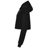 Bella + Canvas Women's Crop Fleece Hoodie Sweatshirt, Black, Left Sleeve view