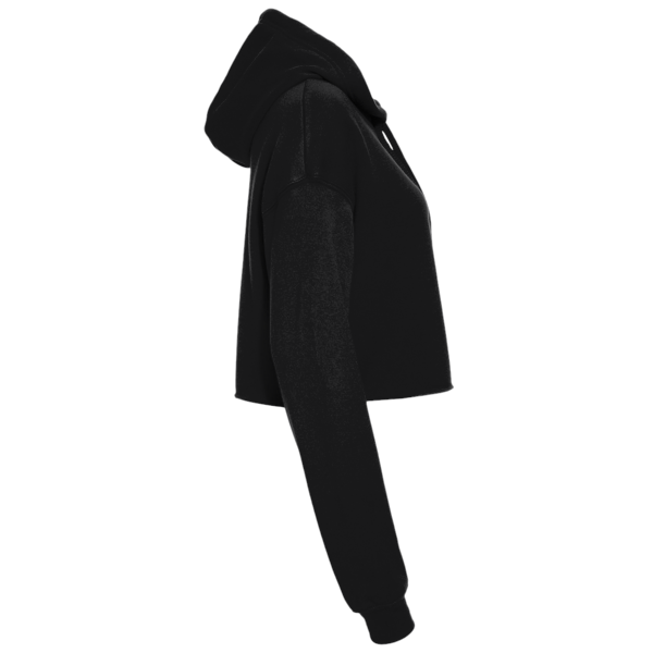 Bella + Canvas Women's Crop Fleece Hoodie Sweatshirt, Black, Right Sleeve view