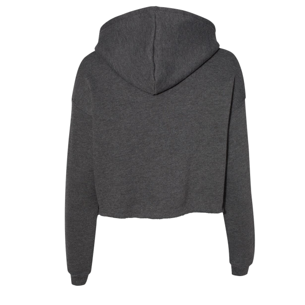 Bella + Canvas Women's Crop Fleece Hoodie Sweatshirt, Dark Grey Heather, Back view