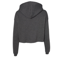 Bella + Canvas Women's Crop Fleece Hoodie Sweatshirt, Dark Grey Heather, Back view